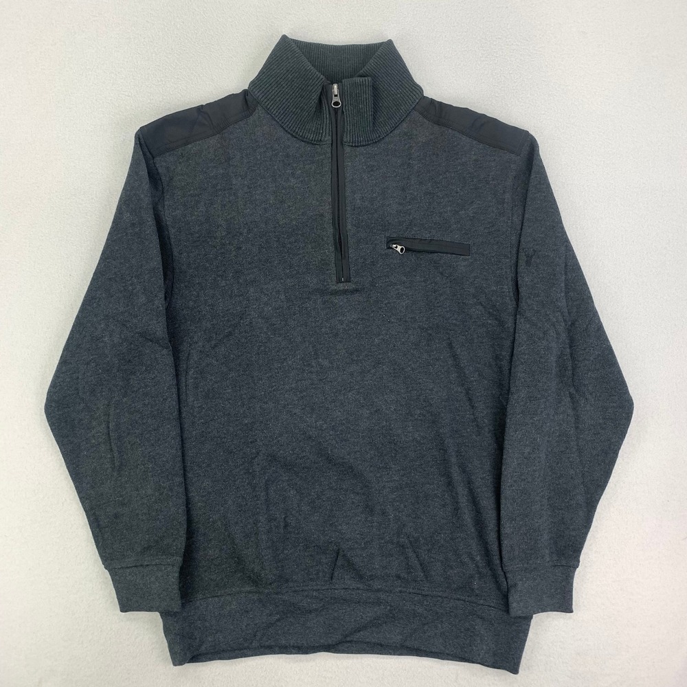 Viyella Sweater Mens M‎ Gray Long Sleeve Quarter Zip Preppy Career Cotton